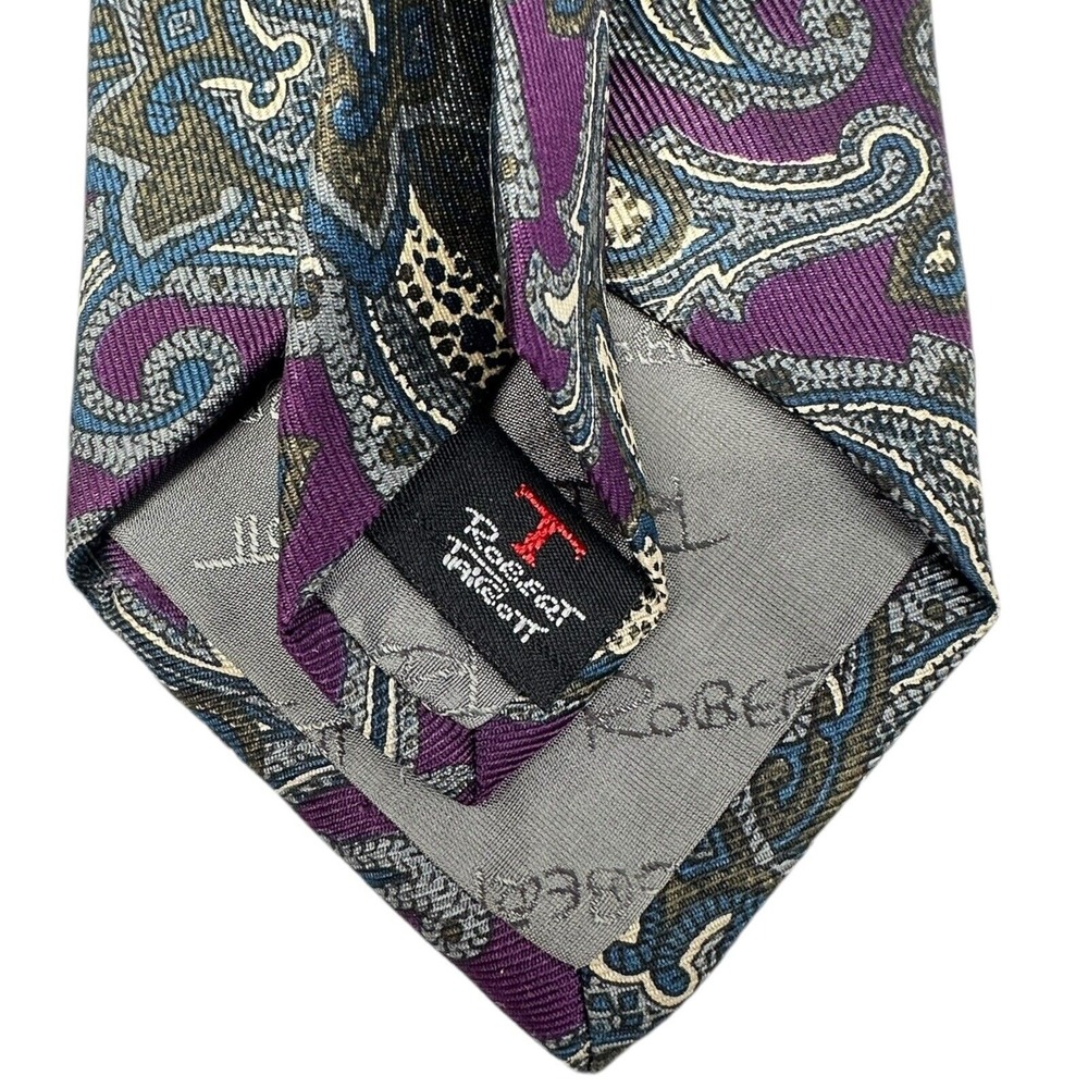 Robert Talbott Men's Purple Paisley Silk Tie‎ Hand Sewn Made in USA Formal 60" - Picture 5 of 6